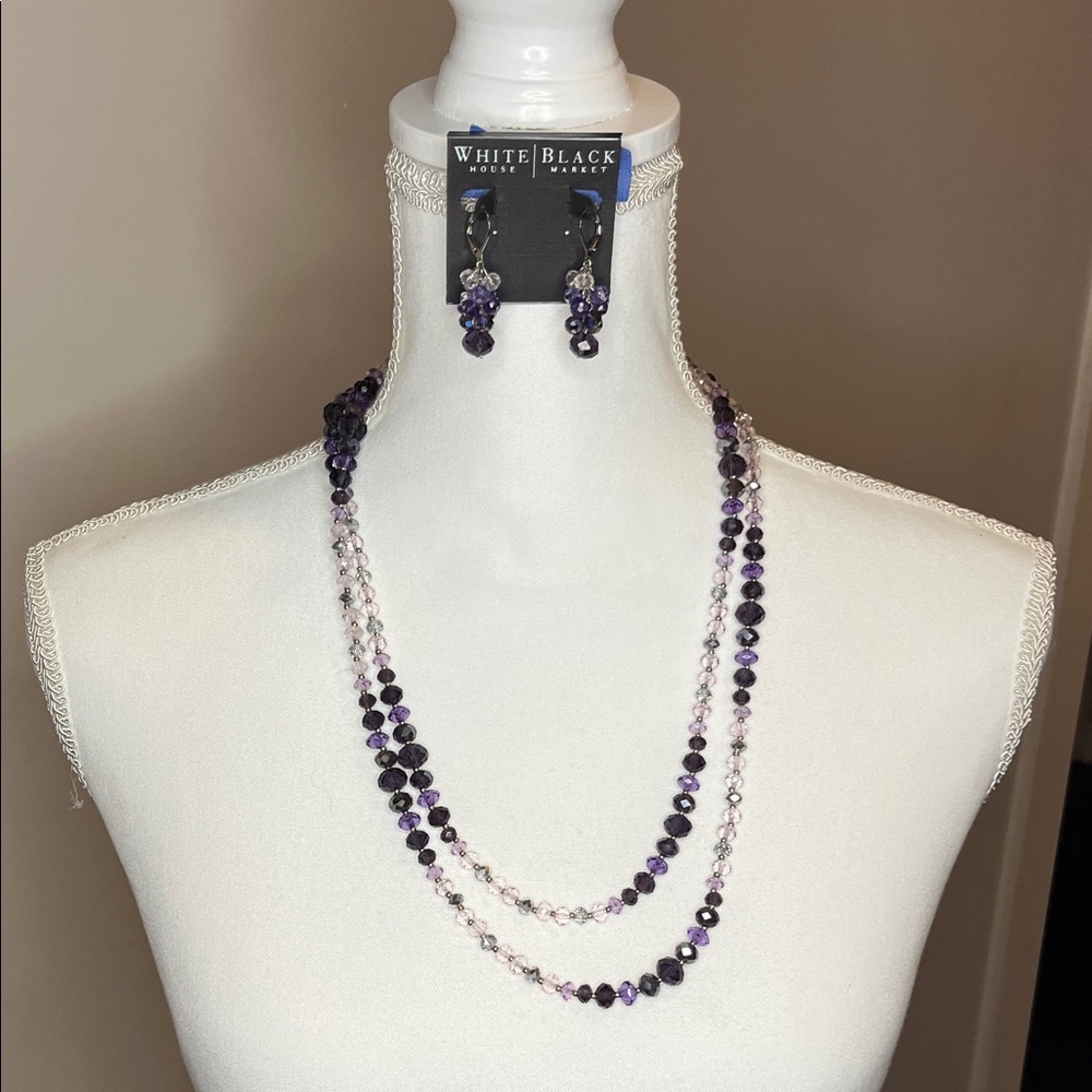 White House Black Market Purple and Silver Necklace Set